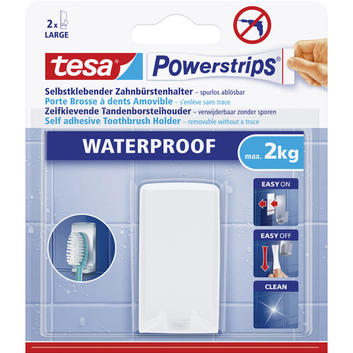 tesa 59702 tesa Powerstrips® Waterproof Zahnbürstenhalter Weiß Inhalt: 1 St.