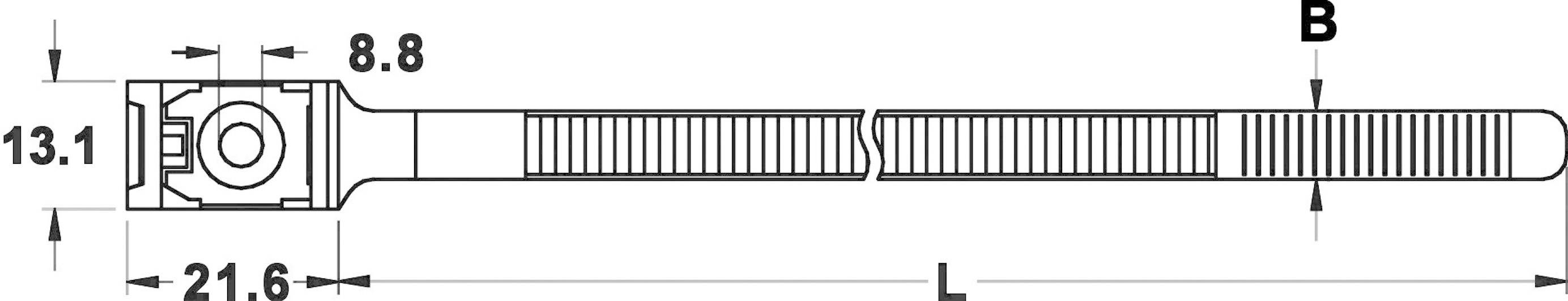 TRU Components 1592751 TC-PMA150203 Kabelbinder 150mm 7mm Weiß mit Schraubsockel