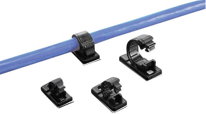 TRU Components TC-12JR-S203 Befestigungssockel selbstklebend 1593030 Bündel-Ø-Bereich 17mm (max) Schwarz