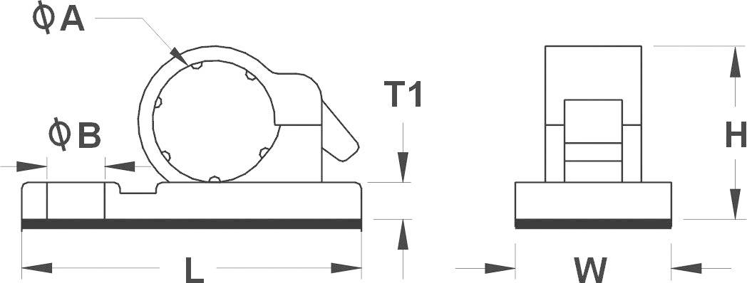 TRU Components TC-12JR-S203 Befestigungssockel selbstklebend 1593030 Bündel-Ø-Bereich 17mm (max) Schwarz