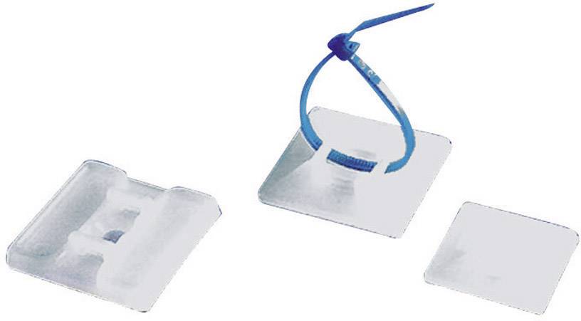 TRU Components TC-HC18T203 Befestigungssockel selbstklebend 1593048 Bündel-Ø-Bereich 7mm (max) 4fach einfädeln Transparent