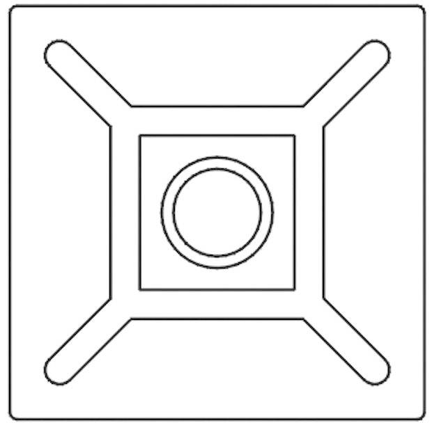 TRU Components TC-HCR102203 Befestigungssockel selbstklebend 1593045 Bündel-Ø-Bereich 3.60mm (max) 4fach einfädeln Schwarz