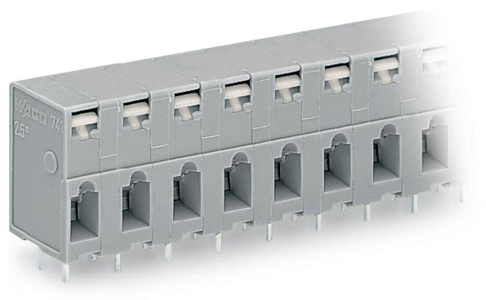 Ein graues Stecksystem mit mehreren Steckplätzen, geeignet für den Einsatz in der Elektrotechnik zur sicheren Verbindung von Leitern.