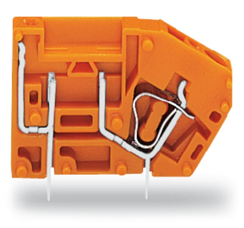 Ein orangefarbener Steckverbinder mit komplexer interner Verdrahtung, geeignet für elektronische Schaltkreise und Anwendungen.