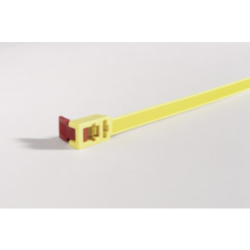 HellermannTyton 115-00001 SPEEDYTIE-PA66-YE-V1 Kabelbinder 750mm 13mm Gelb, Rot Lösbar, mit Rückschlauföse, mit Schnellverschluss