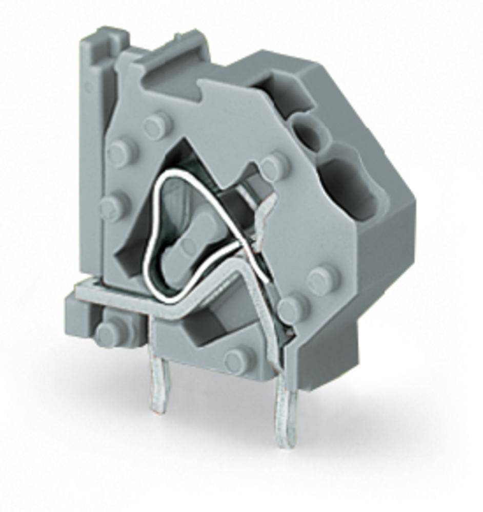 Grauer Steckklemmenadapter mit mehreren Anschlussöffnungen und Metallverbindungen, zur elektrischen Verbindung und Montage in Schaltschränken.