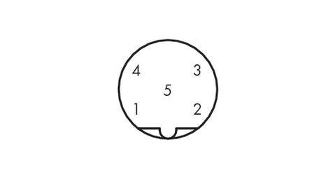 Ein Kreis mit fünf nummerierten Bereichen: 1, 2, 3, 4 und 5. Bereich 5 ist zentral, die restlichen um ihn herum angeordnet.