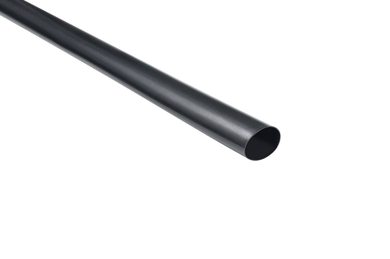 Schwarz glänzendes Rohr aus Aluminium, das diagonal von oben links nach unten rechts verläuft. Sternförmiger Querschnitt sichtbar.