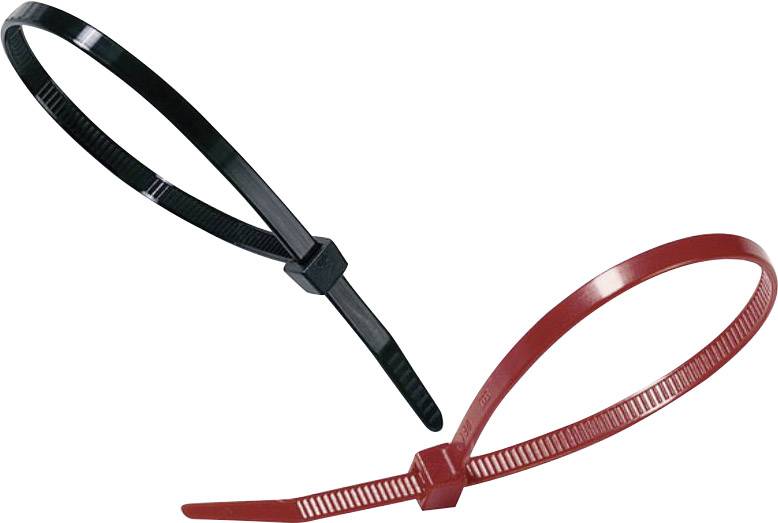 Schwarzer und roter Kabelbinder in Kreuzform platziert, symbolisieren Verbindung oder Organisation.