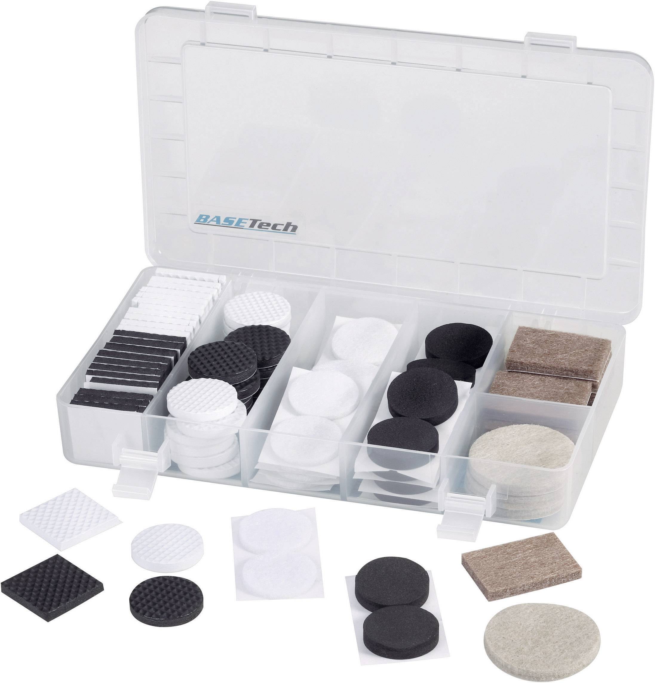 Basetech Gerätefüße Sortiment selbstklebend Schwarz, Grau 92St.
