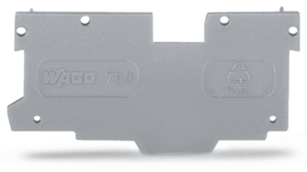 Graues Bauteil mit dem Aufdruck 'WAGO 789', rechts ein Recycling-Symbol. Vermutlich eine Abdeck- oder Verkleidungskomponente.