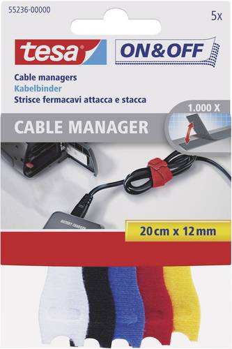 TESA On & Off 55236-00-00 Klettkabelbinder zum Bündeln Haft- und Flauschteil (L x B) 200 mm x 12 mm