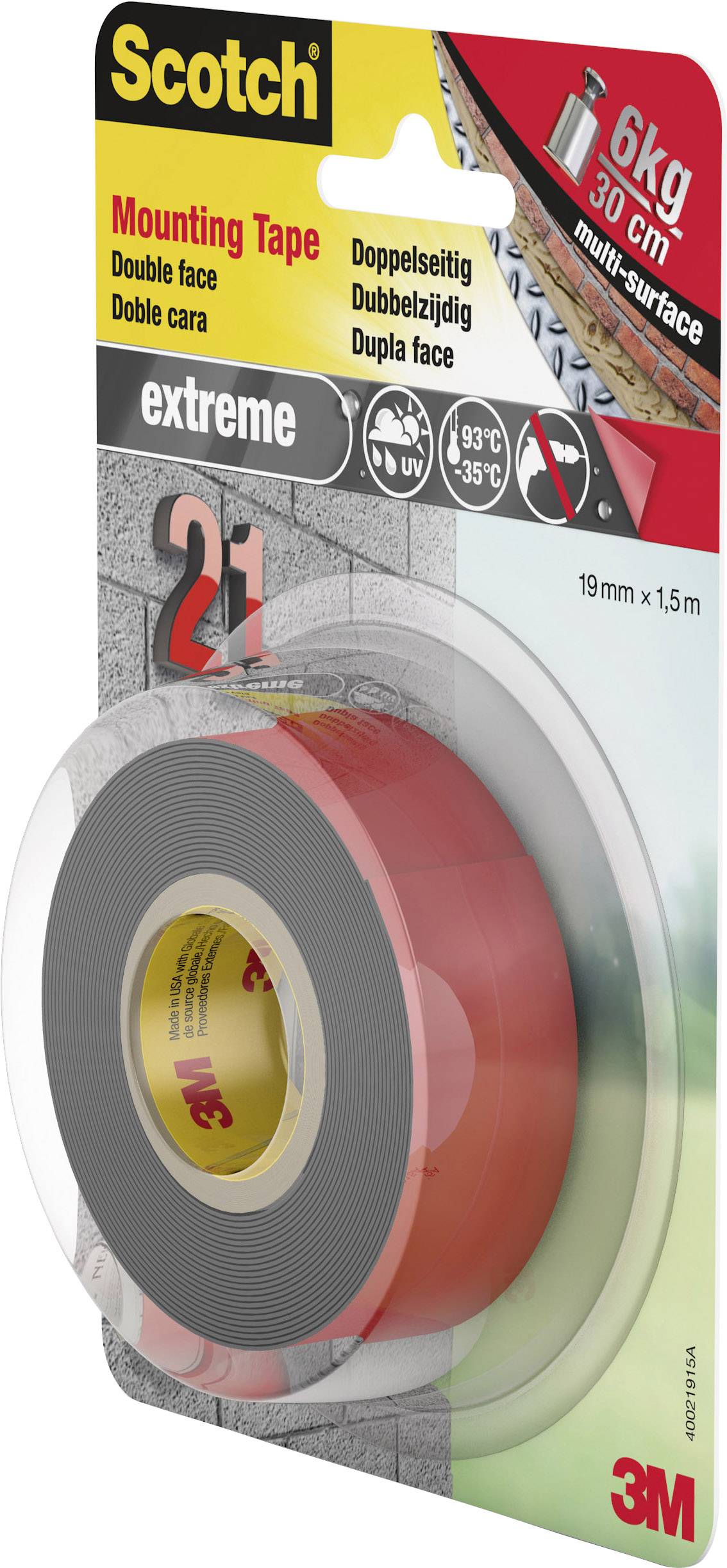 3M 40021915# Montageband Scotch® Grau (L x B) 1.5 m x 19 mm 1 St.