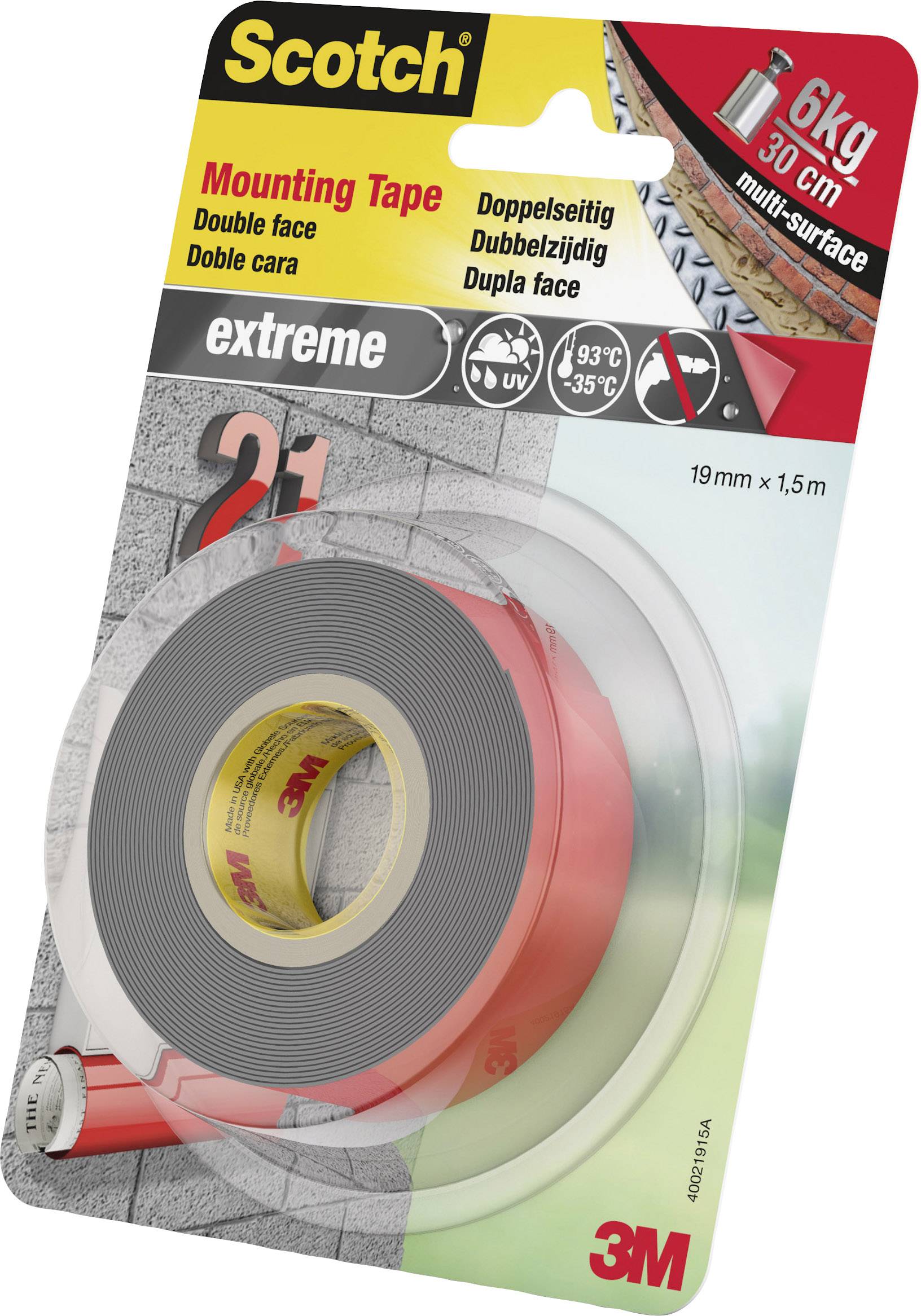 3M 40021915# Montageband Scotch® Grau (L x B) 1.5 m x 19 mm 1 St.
