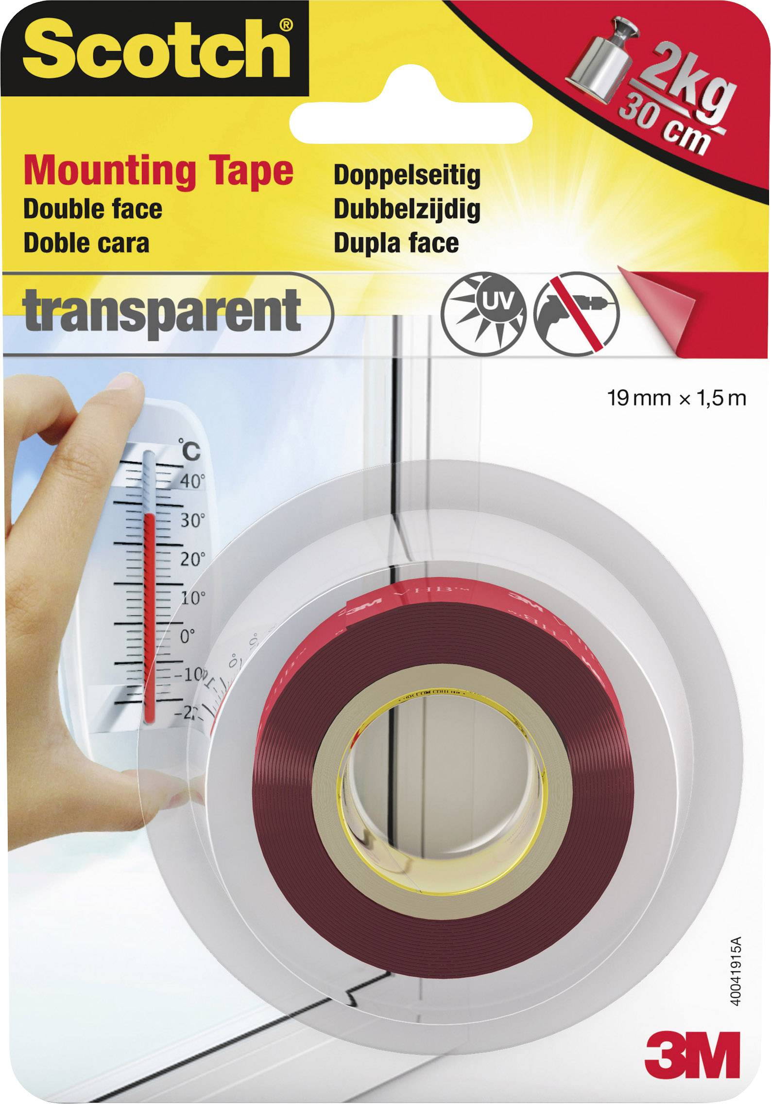 3M 4910C-1915-P Montageband Scotch® Transparent (L x B) 1.5 m x 19 mm 1 St.