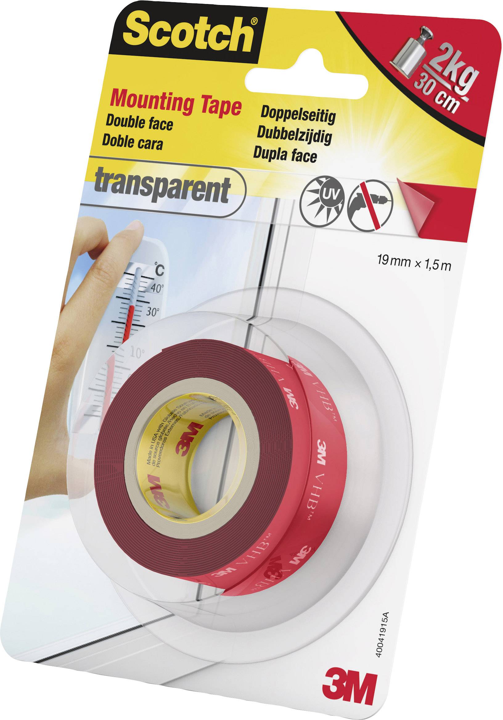 3M 4910C-1915-P Montageband Scotch® Transparent (L x B) 1.5 m x 19 mm 1 St.