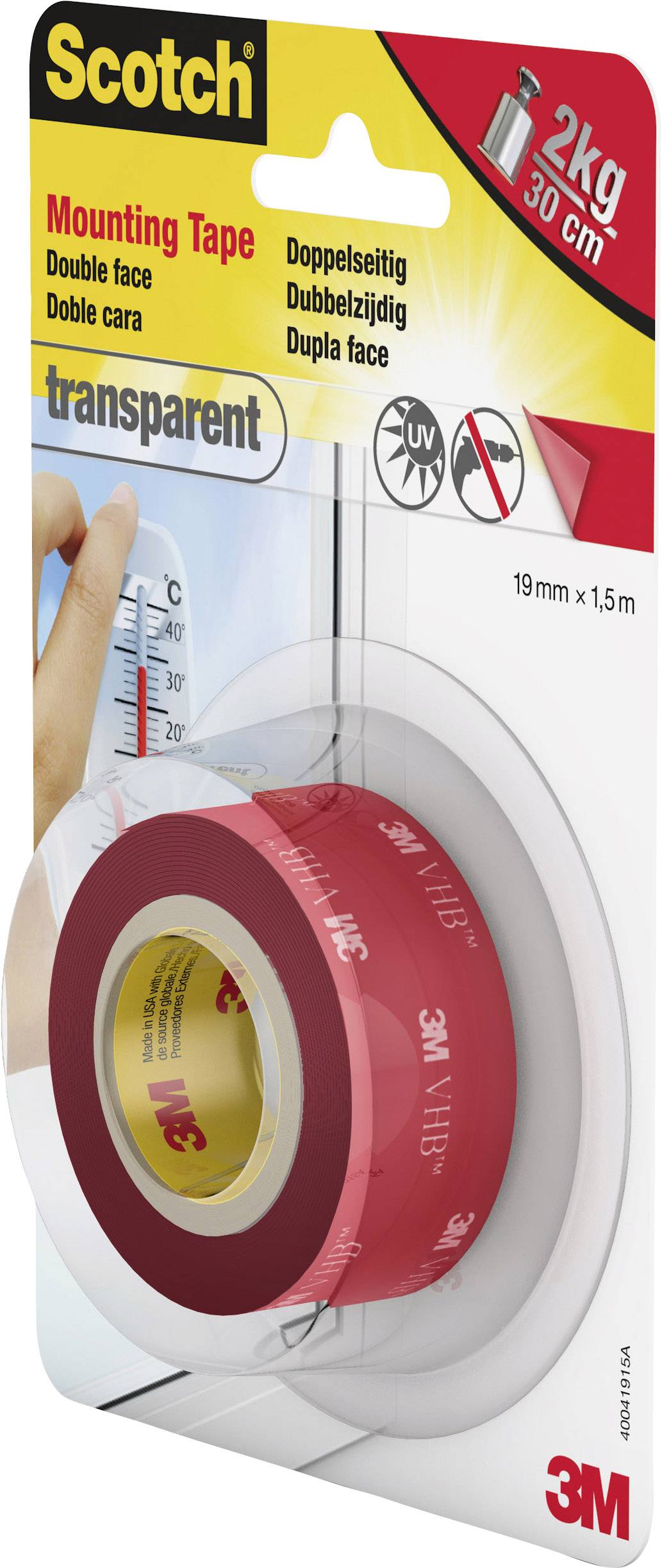 3M 4910C-1915-P Montageband Scotch® Transparent (L x B) 1.5m x 19mm 1St.