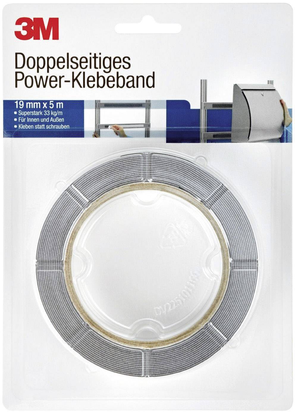 3M 8888195 8888195 Doppelseitiges Klebeband Grau (L x B) 5 m x 19 