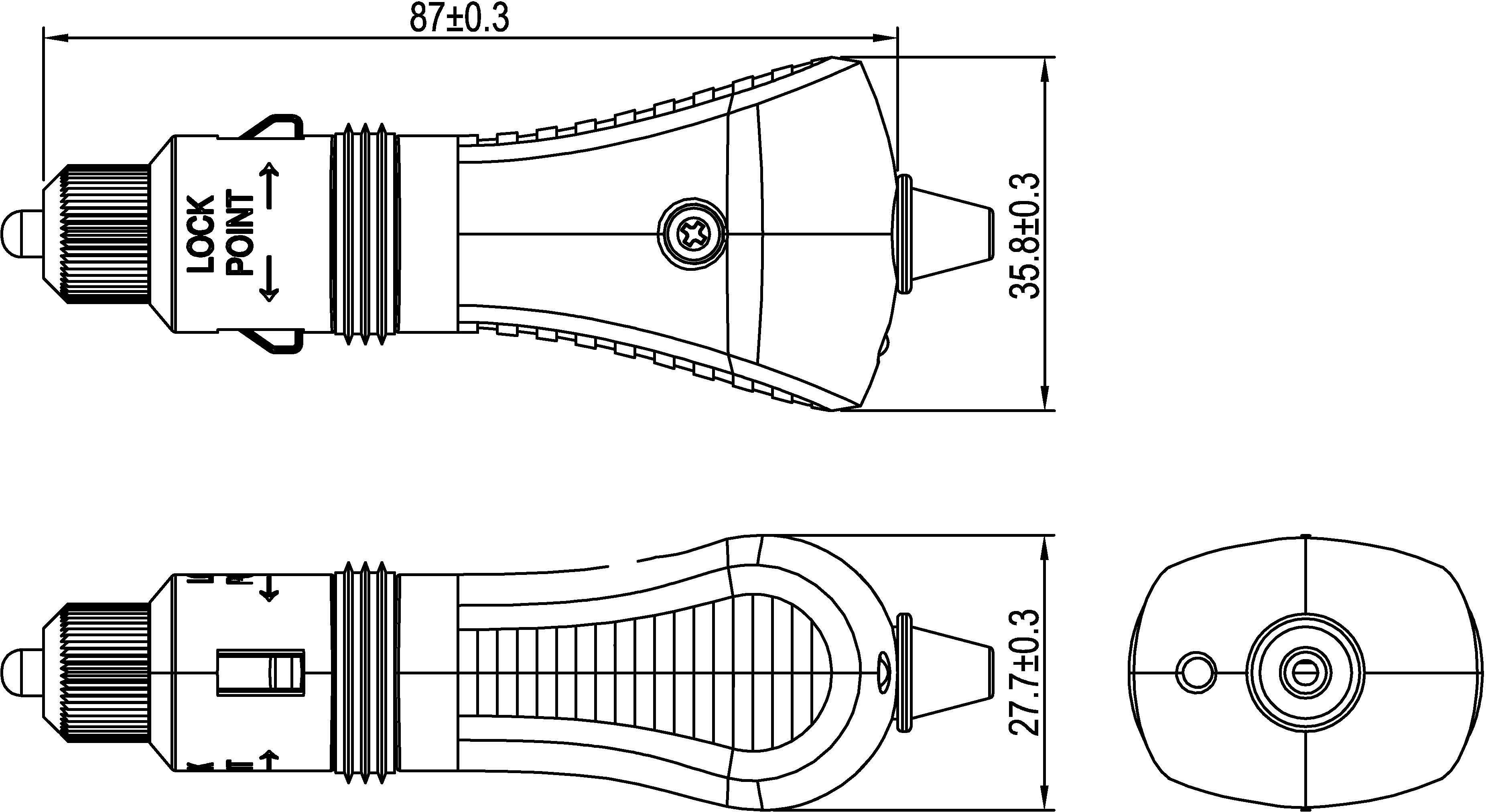 TRU Components Kfz-Stecker, IP44 Belastbarkeit Strom max.=15A 12 V/DC