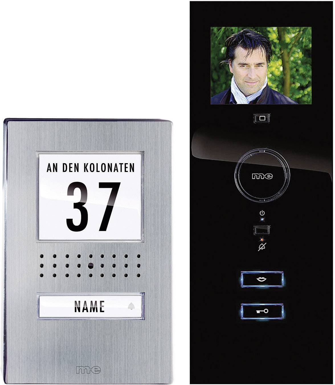 m-e modern-electronics Video-Türsprechanlage Kabelgebunden Komplett-Set 1 Familienhaus Edelstahl, Schwarz