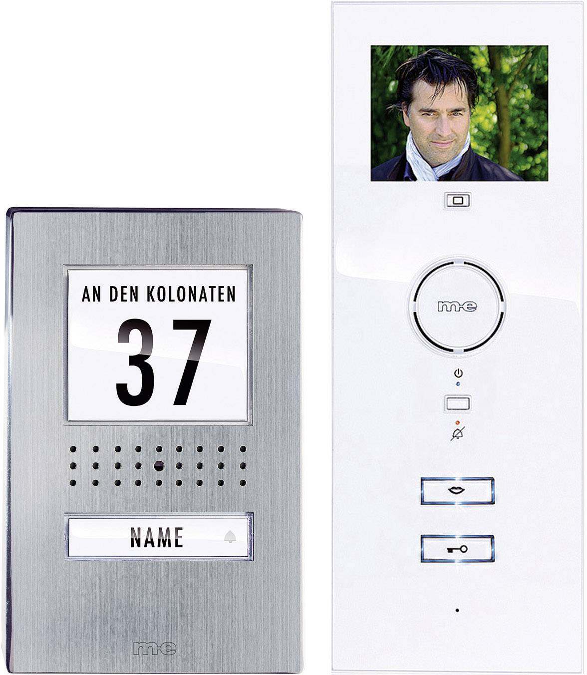 m-e modern-electronics Vistadoor Video-Türsprechanlage Kabelgebunden Komplett-Set 1 Familienhaus Edelstahl, Weiß