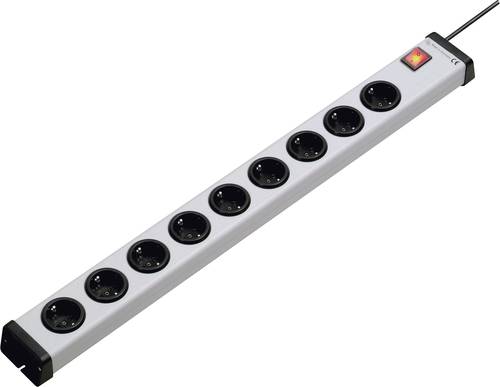 0201x00092301 Steckdosenleiste mit Schalter 9fach Grau Schutzkontakt 1St.