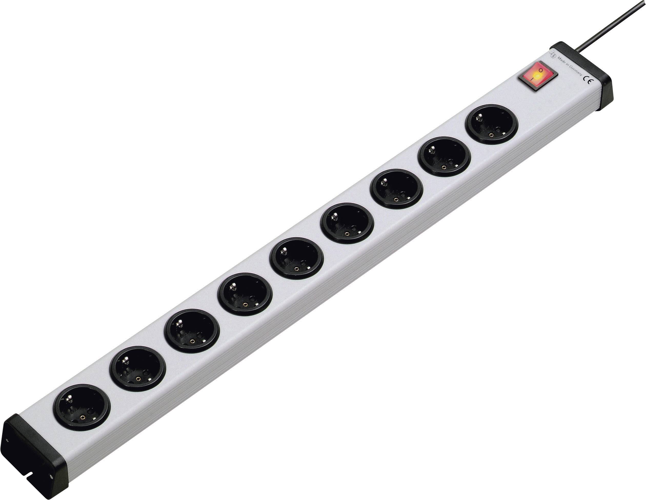 Ehmann 0201x00092301 Steckdosenleiste mit Schalter 9fach Grau Schutzkontakt 1St.