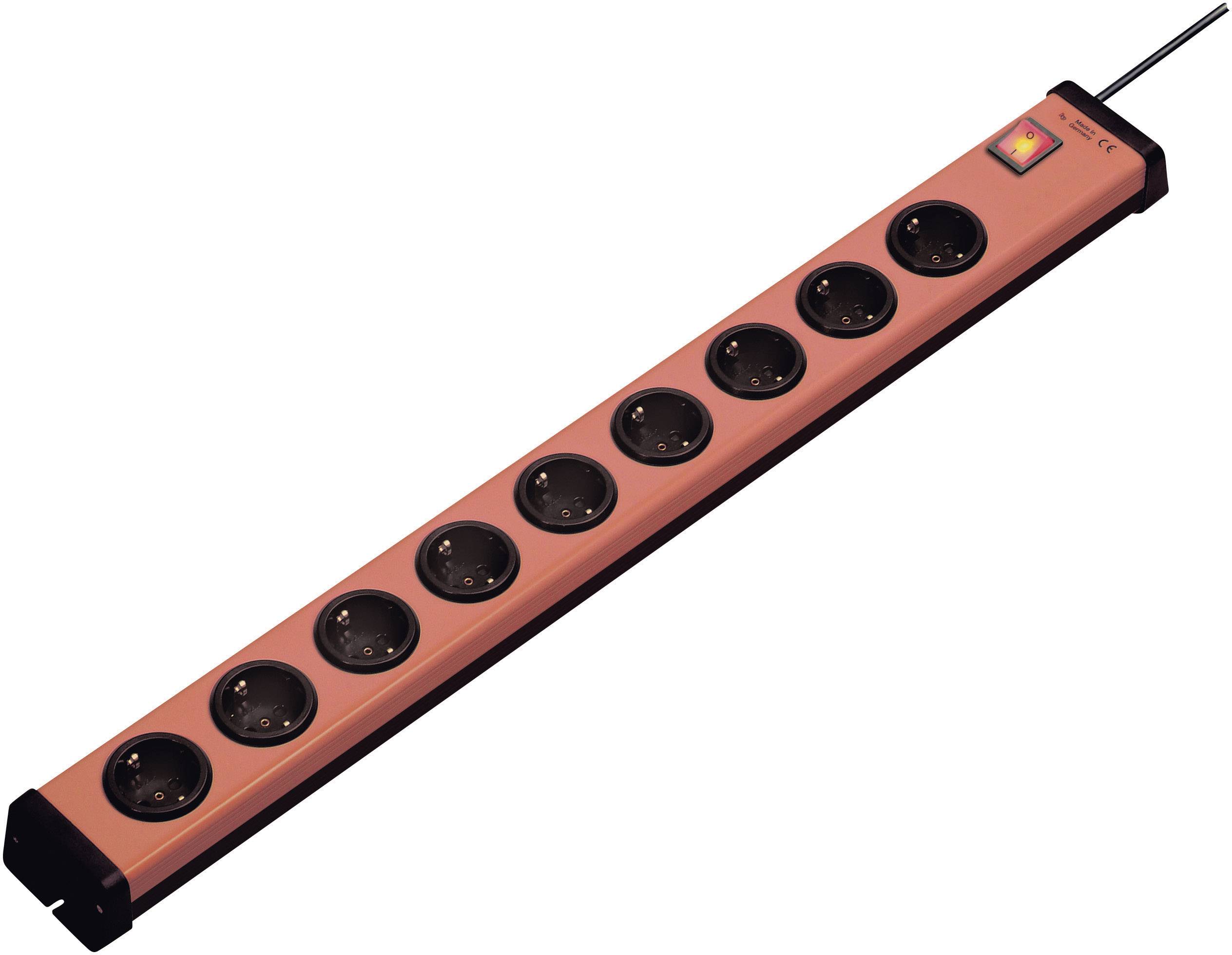 Ehmann 0201x00092g01 Steckdosenleiste mit Schalter 9fach Orange, Schwarz Schutzkontakt 1St.