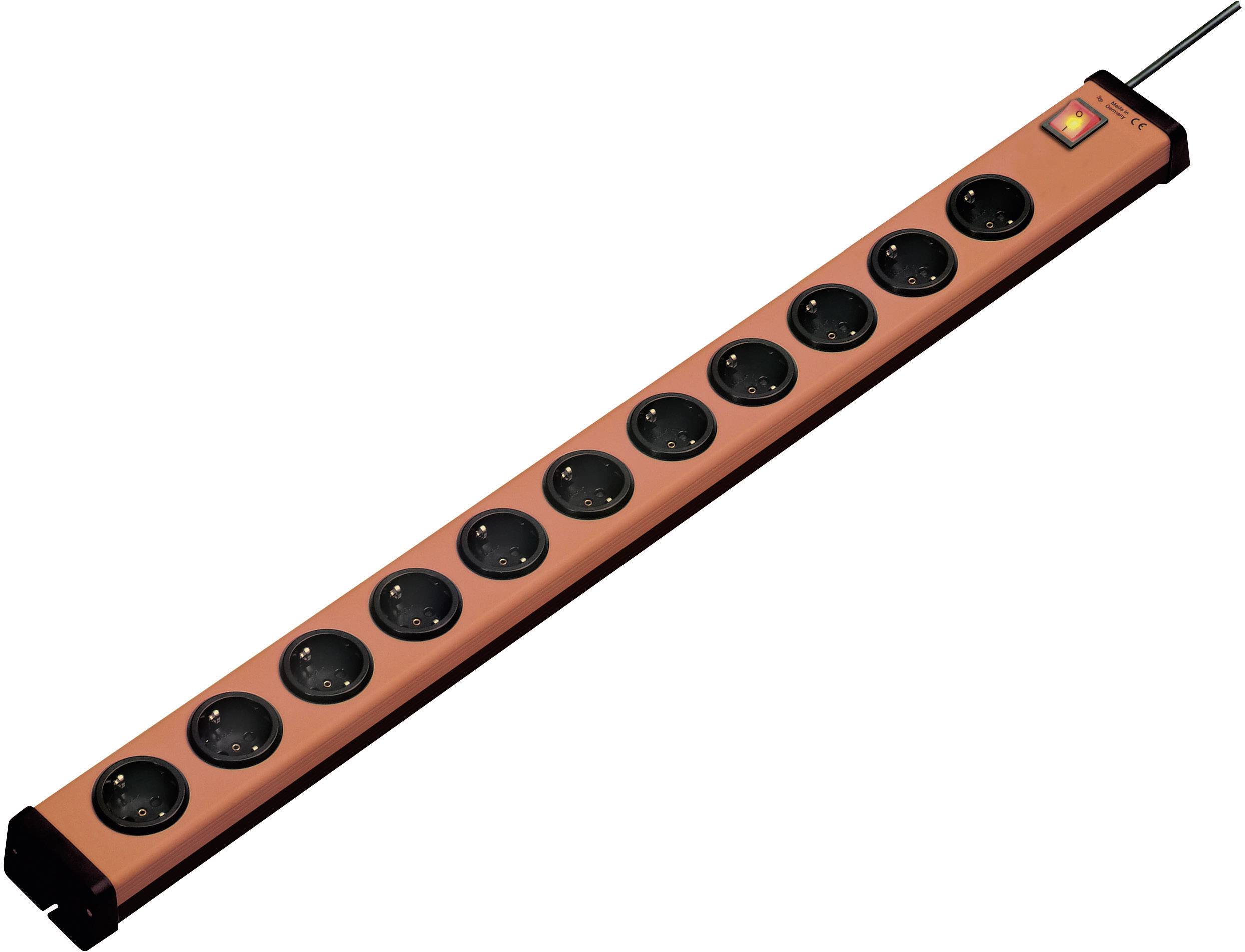 Ehmann 0201x00112g01 Steckdosenleiste mit Schalter 11fach Orange, Schwarz Schutzkontakt 1St.