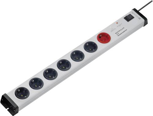 0240x00072301 7fach Überspannungsschutz-Steckdosenleiste Master-Slave Grau, Schwarz Einschal