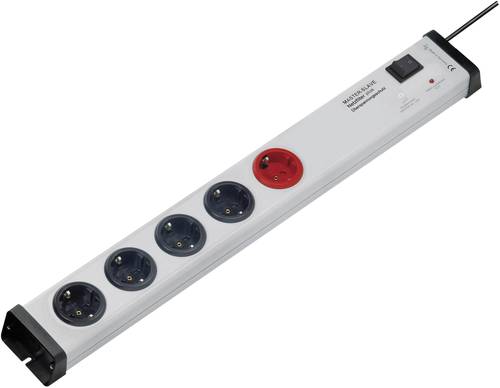 0241x00052301 5fach Überspannungsschutz-Steckdosenleiste Master-Slave Grau, Schwarz Einschal