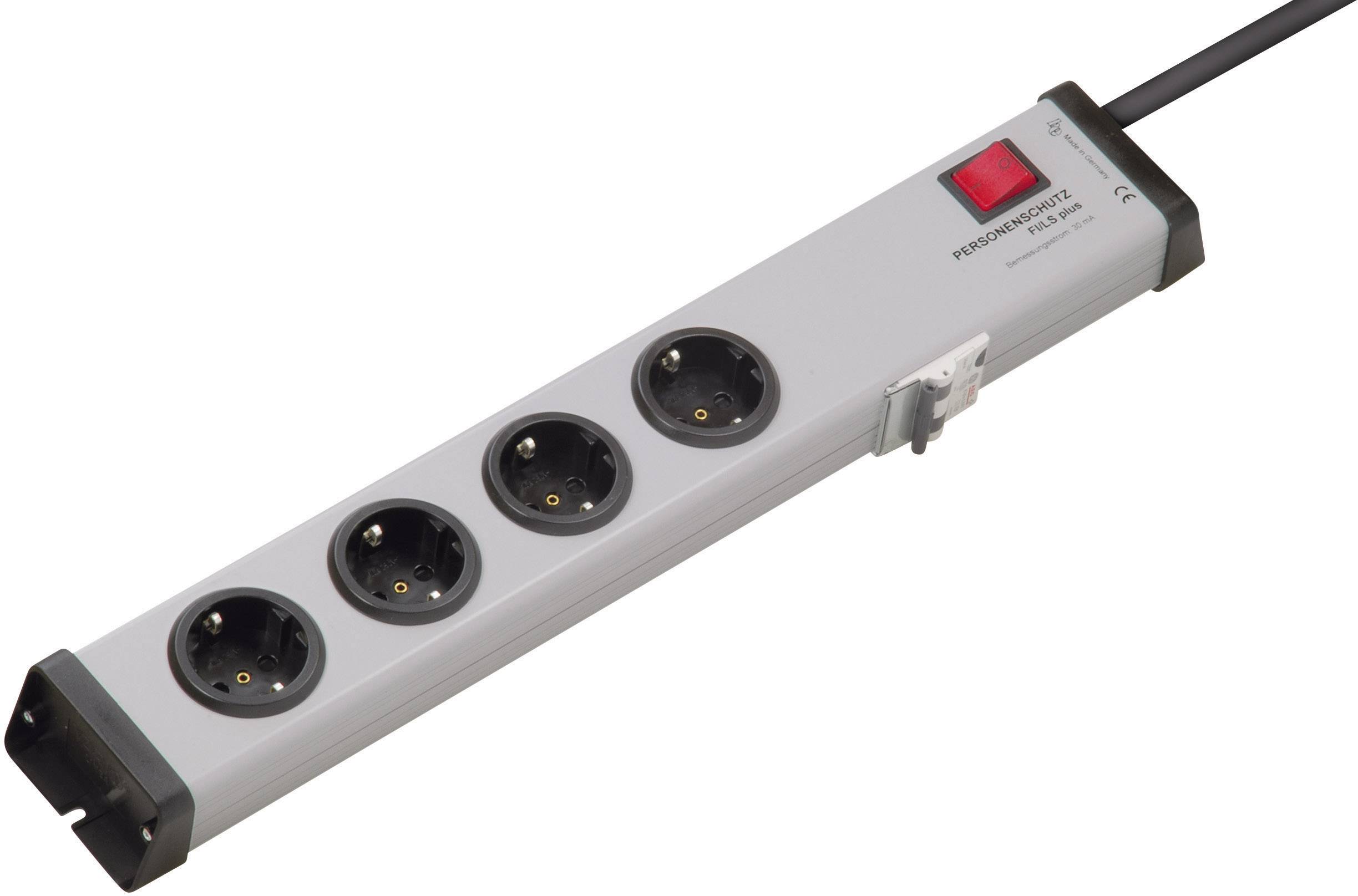 Ehmann 0250x00042301 Steckdosenleiste mit Schalter 4fach Grau Schutzkontakt 1St.