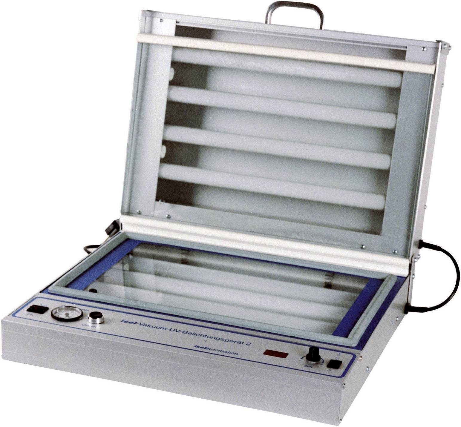 Offenes Gerät zur UV-Belichtung mit mehreren Leuchtstoffröhren, zur Herstellung von Druckplatten oder Belichtung fotoreaktiver Materialien.