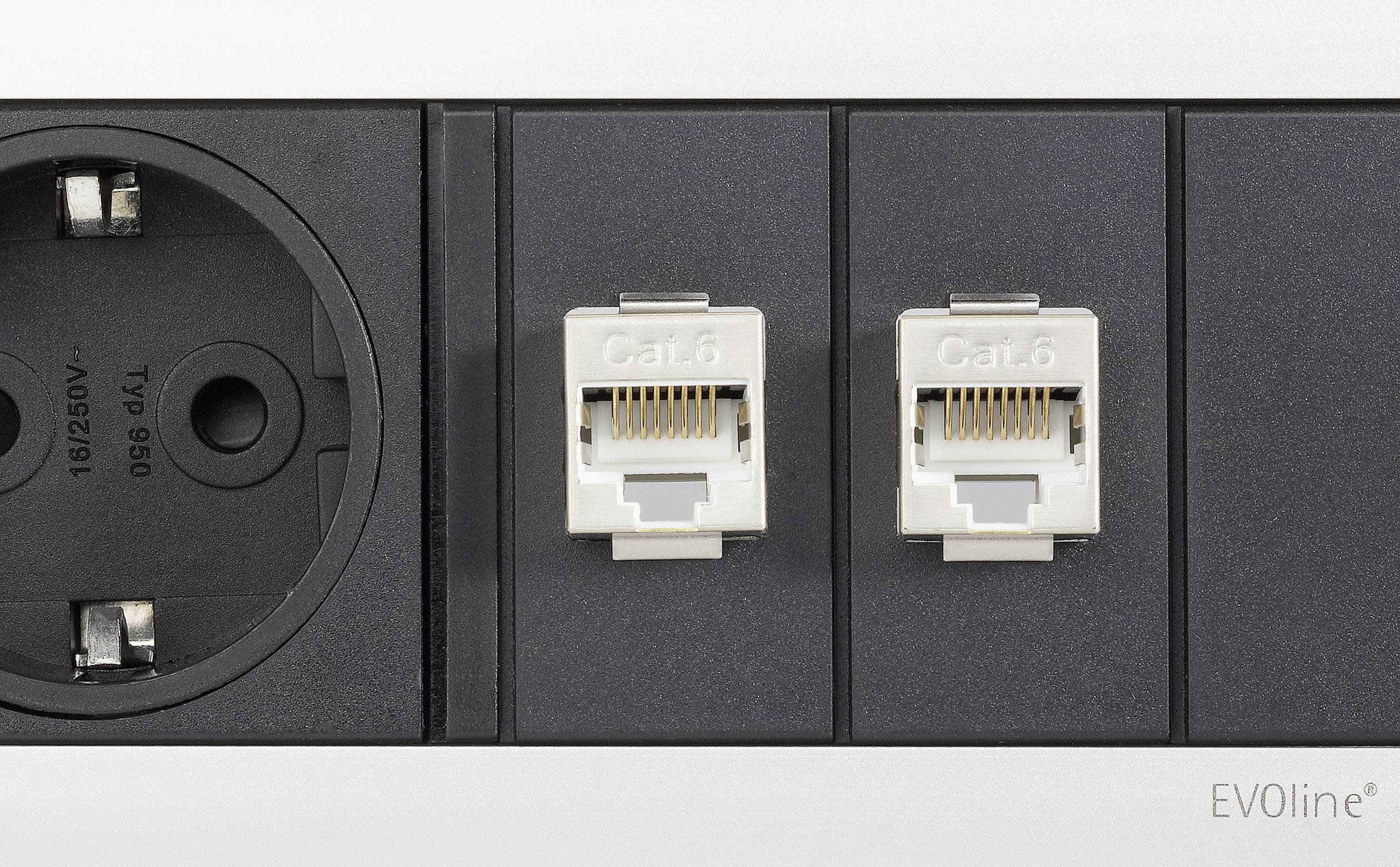 EVOline 159610011800 Steckdosenleiste 5fach Aluminium, Schwarz Schutzkontakt 1St.