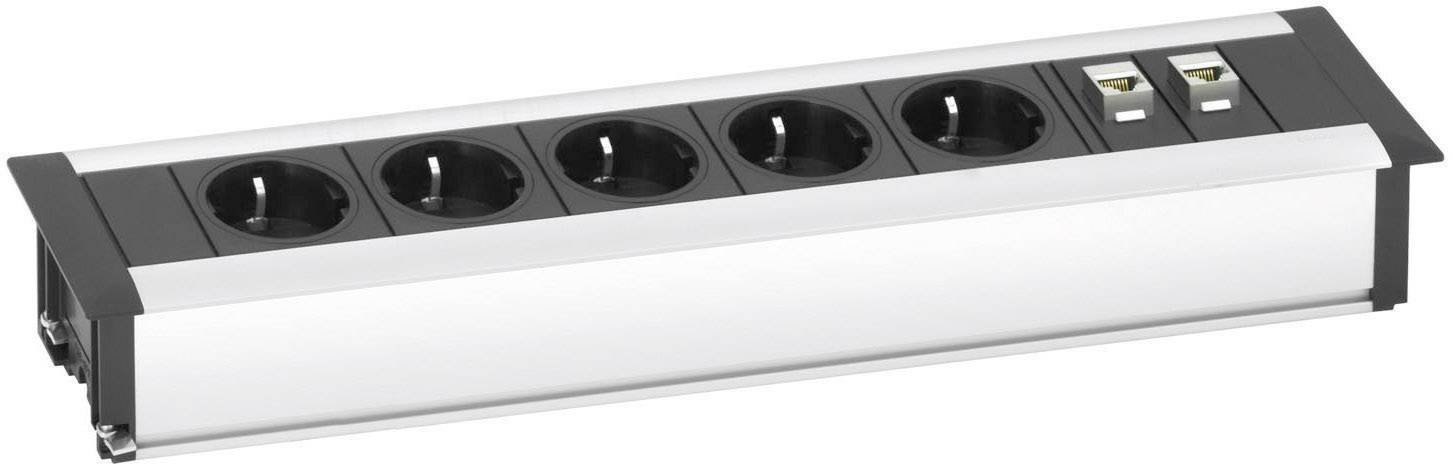 EVOline 159610011800 Steckdosenleiste 5fach Aluminium, Schwarz Schutzkontakt 1St.