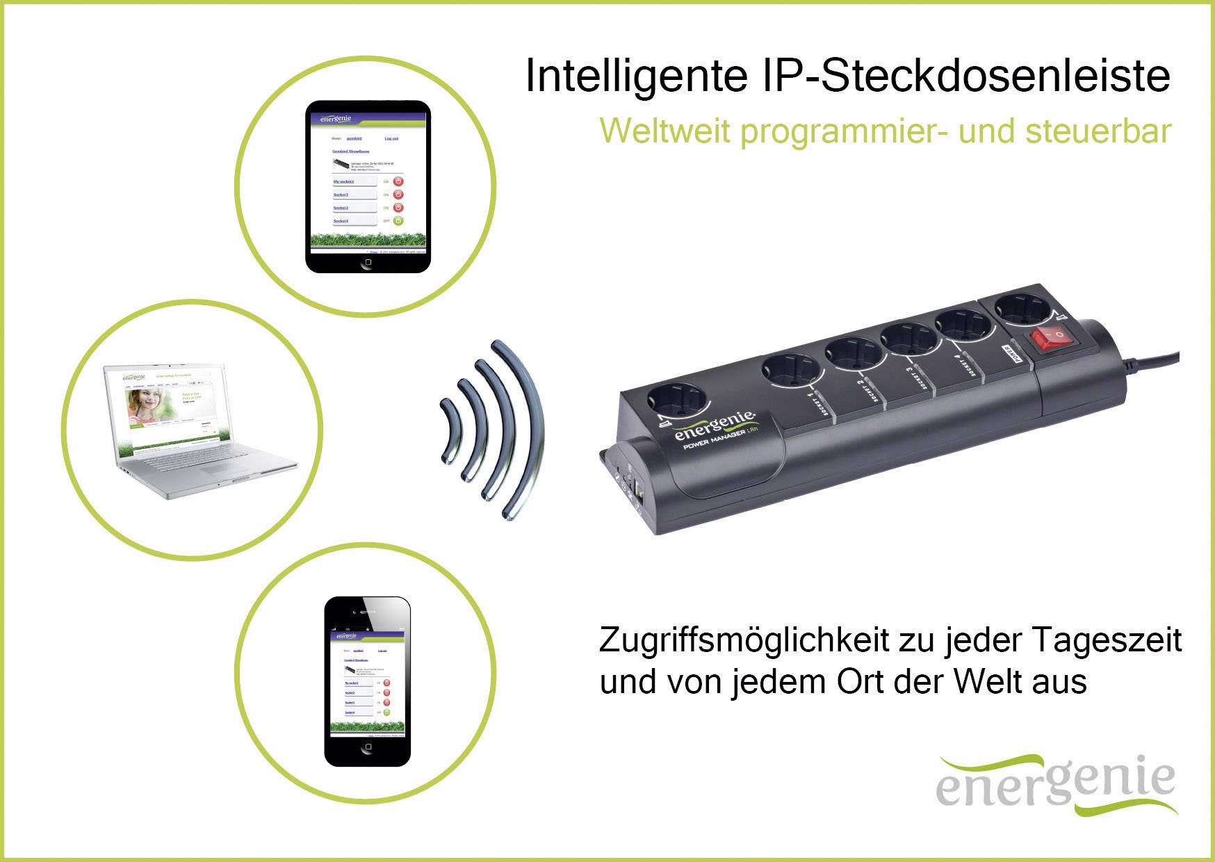 Gembird EG-PMS2-WLAN Programmierbare Überspannungsschutz-Steckdosenleiste 6fach Schwarz Schutzkontakt 1St.