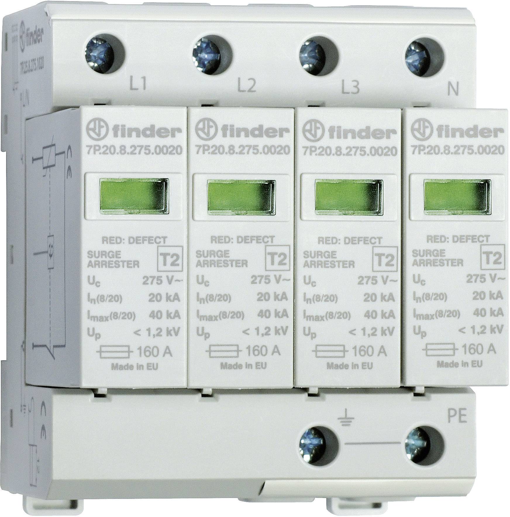 Finder 7P.25.8.275.1020 7P.25.8.275.1020 Überspannungsschutz-Ableiter 20 kA 1 St.