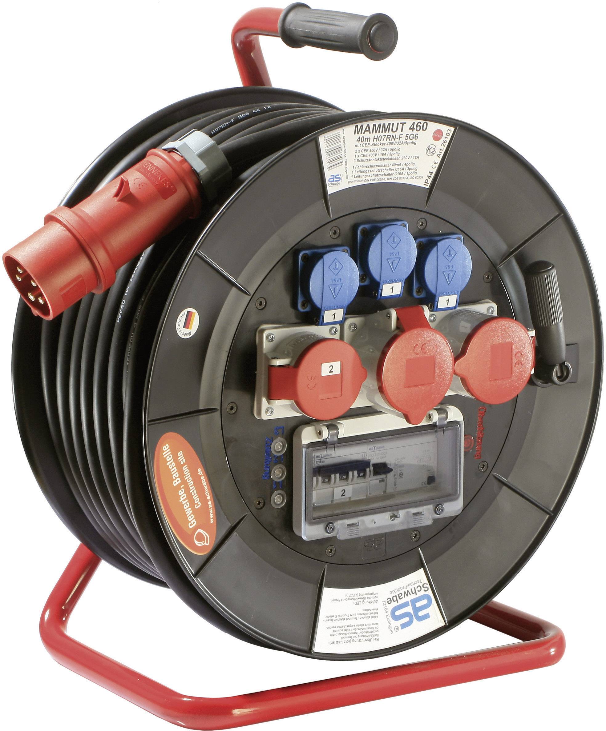 AS Schwabe 26103 Kabeltrommel 40.00m Schwarz CEE-Stecker 32A 5polig