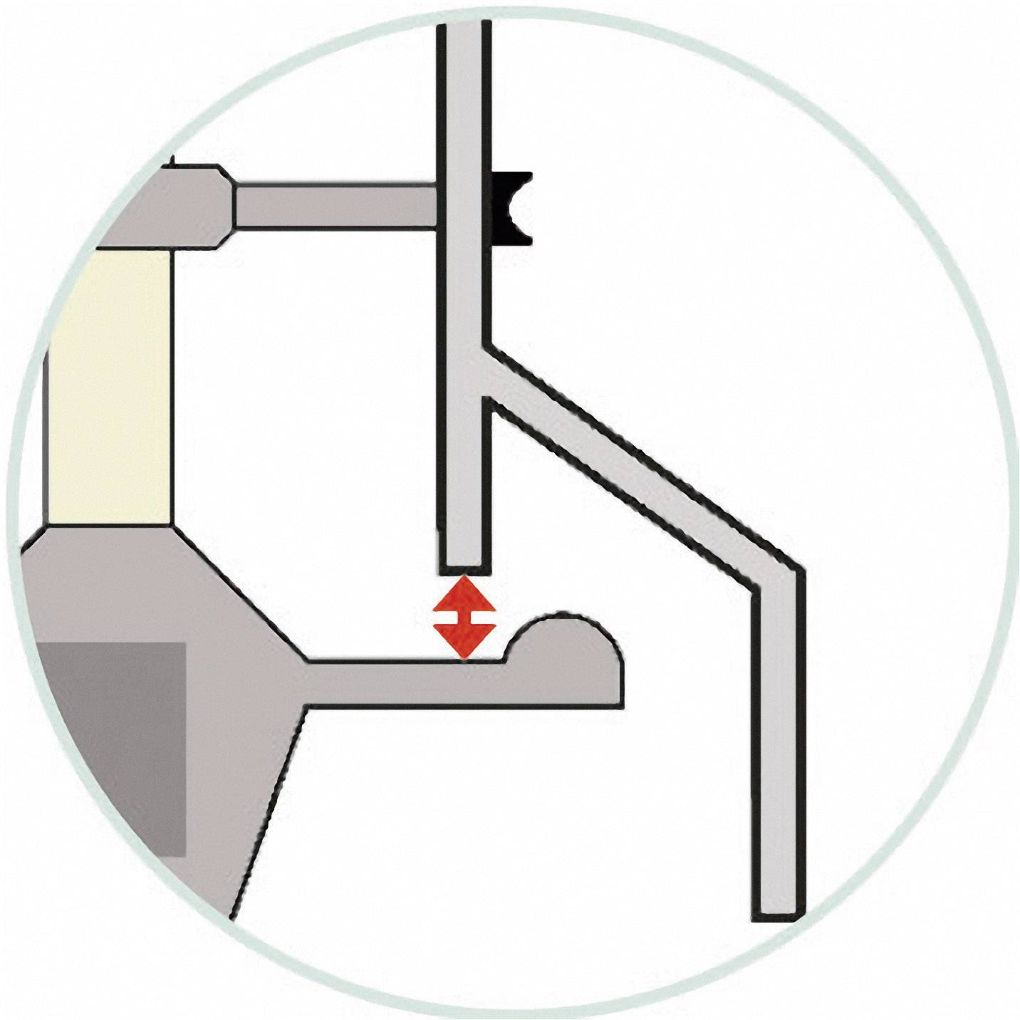 Schematische Darstellung eines Rotationsprägeprozesses mit markierter Stanzbewegung.