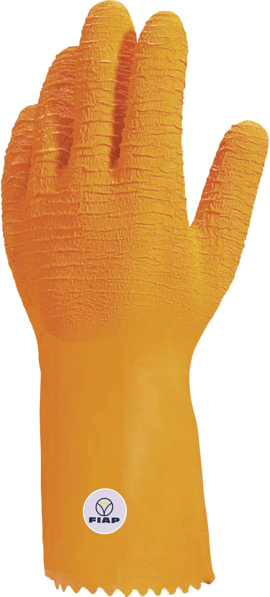 Orange Schutzhandschuh, strukturiertes Material für besseren Grip.  Geeignet für sichere Handhabung in nasser Umgebung.