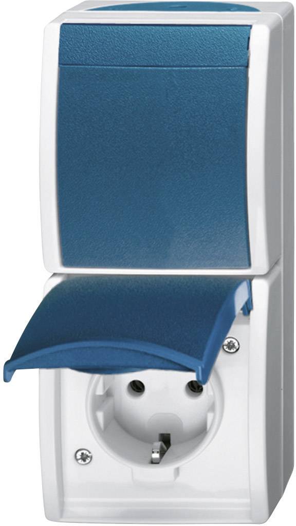 Busch-Jaeger 2601/6/20 EW-53 Feuchtraum-Schalterprogramm Schalter/Steckdosen Kombination Ocean Aufputz Blau, Grün 1 St.