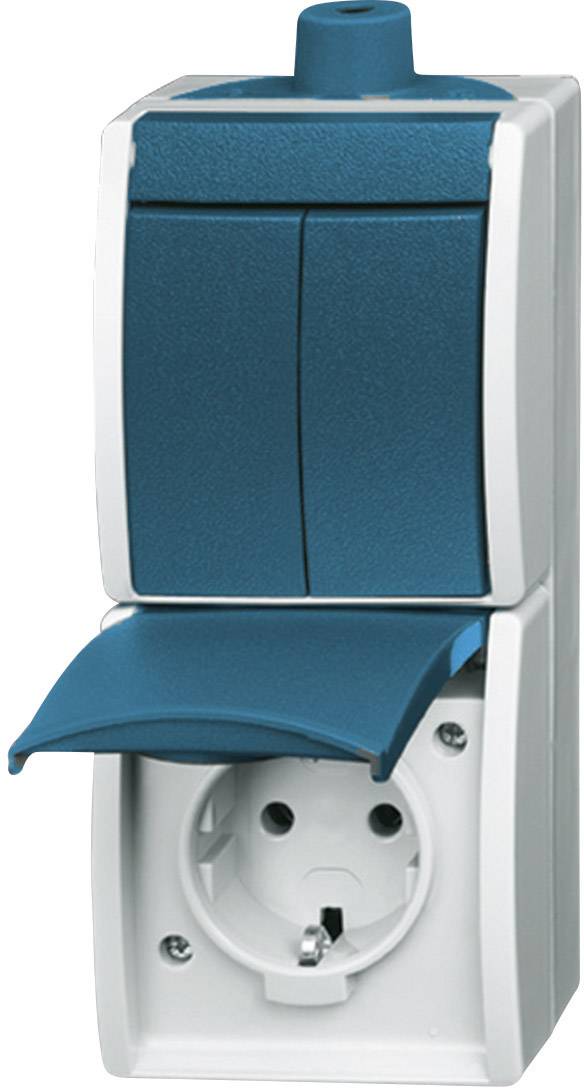 Busch-Jaeger 2601/5/20 EW-53-503 Feuchtraum-Schalterprogramm Schalter/Steckdosen Kombination Ocean Aufputz Blau, Grün 1St.