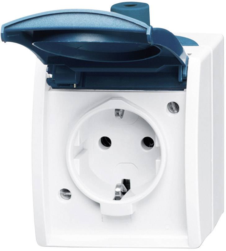 Busch-Jaeger 20 EW-53 Feuchtraum-Schalterprogramm Schutzkontakt-Steckdose Ocean Aufputz Blau, Grün 1 St.