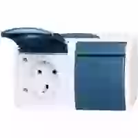 Busch-Jaeger 20/2 EW-53 Feuchtraum-Schalterprogramm Doppelsteckdose Ocean Aufputz Blau, Grün 1St. Busch-Jaeger 20/2 EW-53 Feuchtraum-Schalterprogramm Doppelsteckdose Ocean Aufputz Blau, Grün 1St.