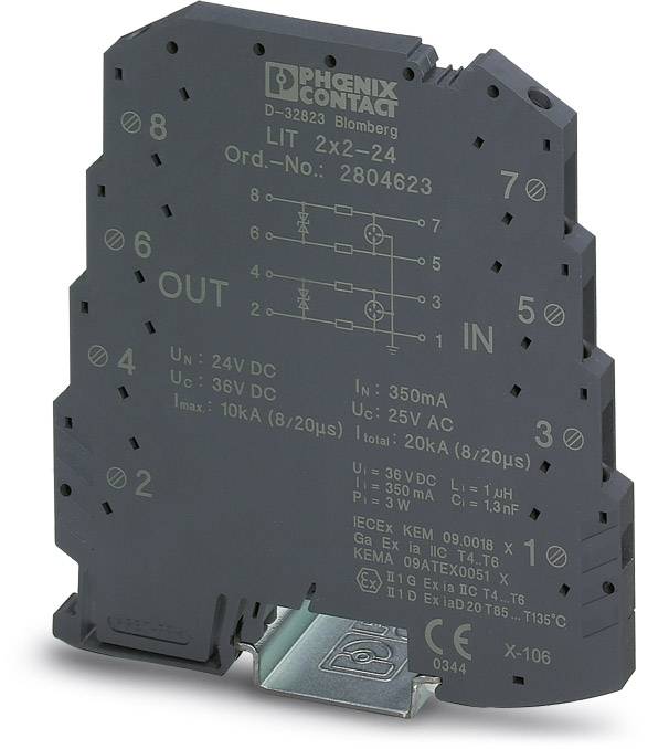 Phoenix Contact 2804623 LIT 2X2-24 Überspannungsschutz-Ableiter 10er Set Überspannungsschutz für: Verteilerschrank 5 kA 10St.