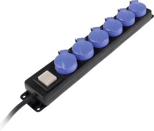 AS Schwabe 38606 Steckdosenleiste mit Schalter 6fach Schwarz, Blau Schutzkontakt 1 St.