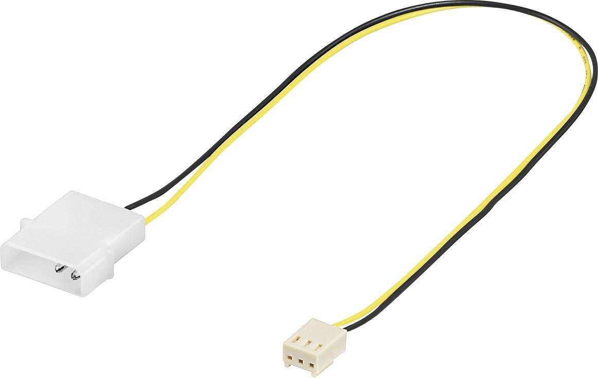 PC-Lüfter Anschlusskabel [1x PC-Lüfter Buchse 3pol. - 1x IDE-Strom-Buchse 4pol.] 10.00 cm Schwarz, Gelb Goobay