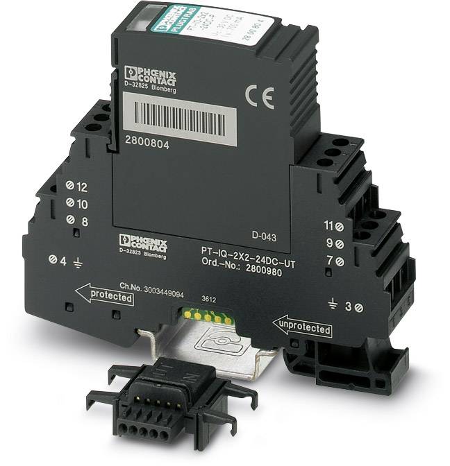 Ein elektronisches Gerät von Phoenix Contact, Modell PT-IQ-2X2-24DC-UT, für den Einsatz in industriellen Steuerungssystemen.