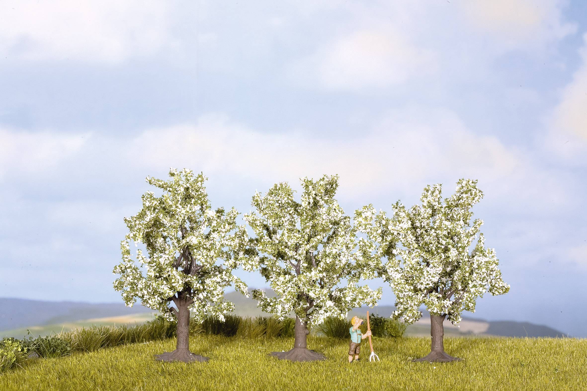 NOCH 25511 Baumpackung Obstbaum 45 bis 45 mm Weiß, Blühend 3 St.