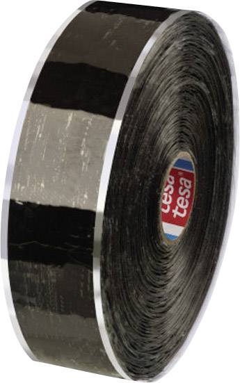 Schwarze Rolle Dichtungsband der Marke Tesa, seitlich liegend, mit glänzender Oberfläche, geeignet zum Abdichten und Isolieren.